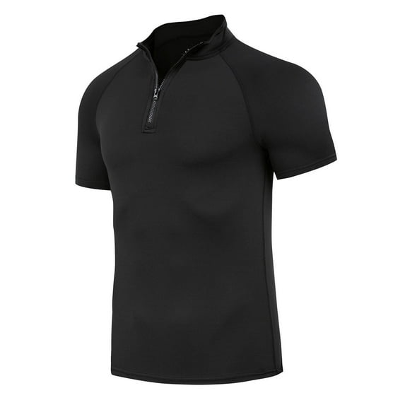 snilers Mens Workout Shirts Quick Dry Performance Quarter Zip Pullover Mock Neck Short Sleeve Athletic Running Gym T-Shirts S-3XL