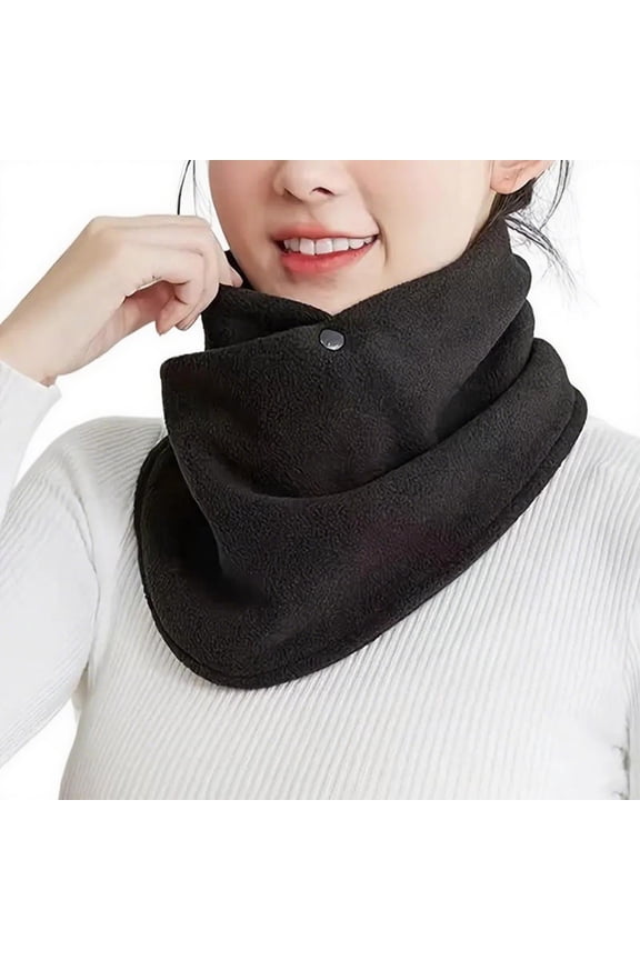 Neck Gaiter Woman Fall Winter Thickened Warm Fleece Neck Warmer Trendy Double Buttons Windproof Neck Scarf for Skiing Cycling Riding