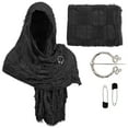 thumbnail image 1 of snilers Neck Gaiters for Men Women Medieval Renaissance Hooded Shawl Wraps Head Scarf with Brooch and Pins 3 Piece Outfits Gothic Clothes, 1 of 6
