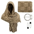 thumbnail image 1 of snilers Neck Gaiters for Men Women Medieval Renaissance Hooded Shawl Wraps Head Scarf with Brooch and Pins 3 Piece Outfits Gothic Clothes, 1 of 5