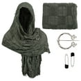 thumbnail image 1 of snilers Neck Gaiters for Men Women Medieval Renaissance Hooded Shawl Wraps Head Scarf with Brooch and Pins 3 Piece Outfits Gothic Clothes, 1 of 7