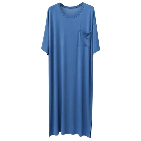 snilers Night Shirts for Men Big and Tall Short Sleeve Sleepshirts Crew Neck Nightgown Loose Comfy Pajamas Loungewear with Pocket