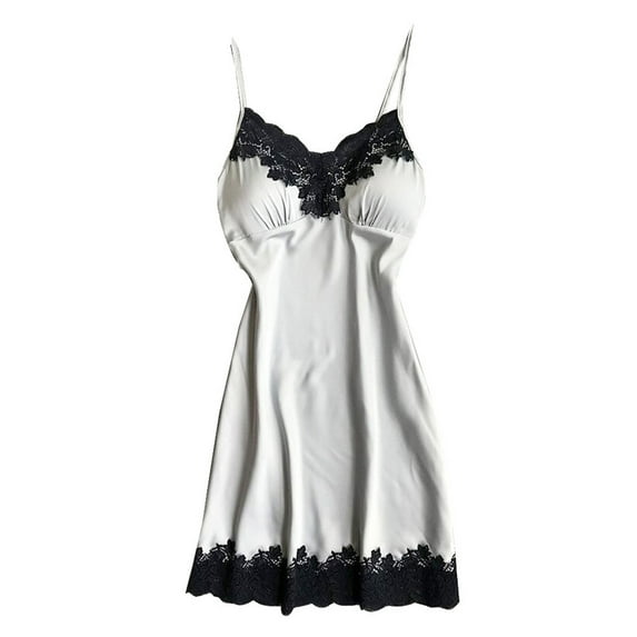 snilers Nightgown for Women Spaghetti Strap Built-in Bra Padded Nightdress Sexy Satin Lace Lingerie Lightweight Full Slip Dress Big Sale