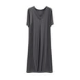 thumbnail image 1 of snilers Nightgowns for Women V Neck Sleepshirts Summer Short Sleeve Sleepwear Loose Long Nightshirt Soft T Shirt Dress, 1 of 3