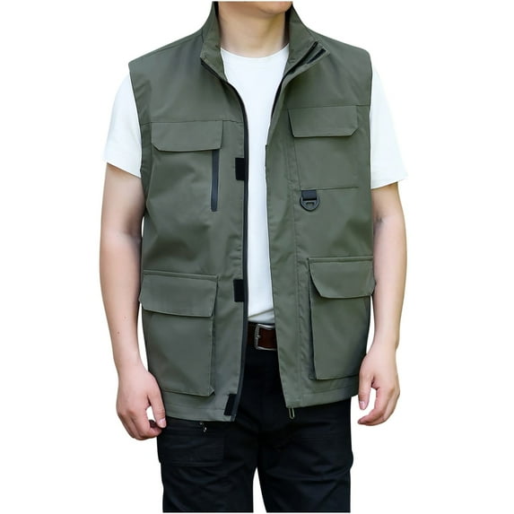 snilers Oversize Fishing Vest for Men Sleeveless Quick Dry Jacket Photography Camping Waistcoat Loose Fit Outdoor Hiking Jacket with Multi-Pockets M-5XL