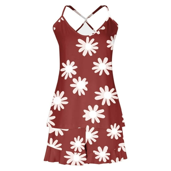 snilers Pajama Set for Women 2 Piece Spaghetti Strap Camisole Top and Shorts Soft Comfy Lightweight Sleepwear Ruffle Nightwear