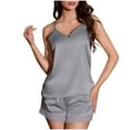 thumbnail image 1 of snilers Silk Pajamas for Women Set Sleepwear Camisole Tank Top and Shorts Set V Neck Pjs Sets Nightwear Summer Outfits 2 Piece Lounge Sets, 1 of 4