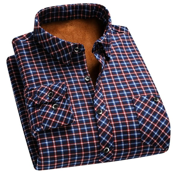 snilers Plaid Shirt Men Warm Winter Fleece Lined Button Down Shirts Dressy Casual Workwear Long Sleeve Plus Size Tops with Pockets