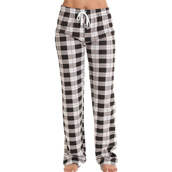 snilers Plus Size Pants for Women Drawstring High Waisted Straight Leg Sweatpants Casual Fashion Lightweight Plaid Pajama Trousers XXXXL