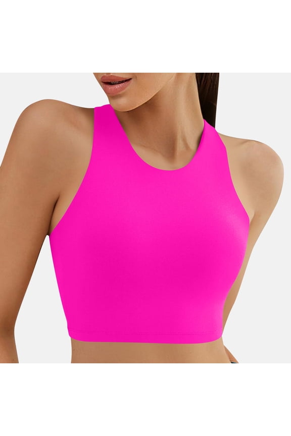 Racerback Bikini Tops for Women High Neck Modest Swim Sports Bra Bathing Suit Sleeveless Crop Top S-XL