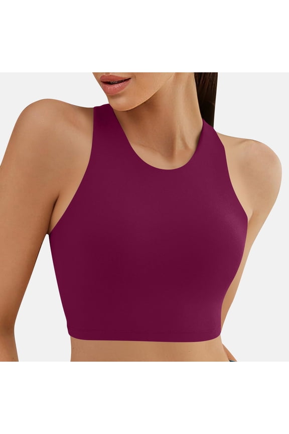 Racerback Bikini Tops for Women High Neck Modest Swim Sports Bra Bathing Suit Sleeveless Crop Top S-XL