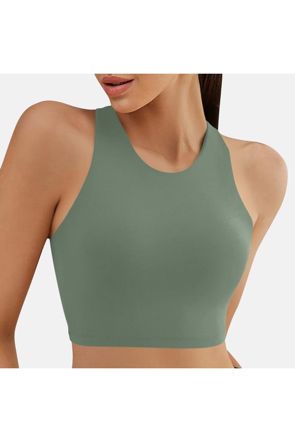 Racerback Bikini Tops for Women High Neck Modest Swim Sports Bra Bathing Suit Sleeveless Crop Top S-XL