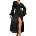 thumbnail image 1 of snilers Robes for Women Sequins Tulle Nightgown Long Sleeve Wedding Bathrobe Soft Full Length Sleepwear, 1 of 5