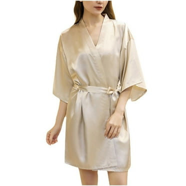 snilers Robes for Women Silky Satin Kimono Bathrobe Glitter Bride Letter Print Lightweight Sleepwear Wedding Party Loose Nightgown
