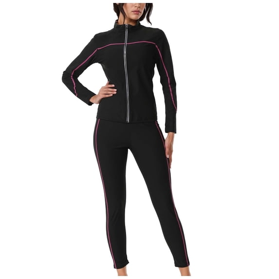 snilers Sauna Suit Women Plus Size Weight Loss Zipper Sauna Jacket Pants Set 2 Piece Sweat Suits for Gym Workout Exercise XXL