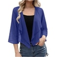thumbnail image 1 of snilers Shrugs for Women 3/4 Sleeve Chiffon Bolero Jacket Fall Outfits Open Front Casual Outerwear Fashion Lightweight Cardigans, 1 of 9