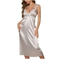 thumbnail image 1 of snilers Silk Nightgown for Women Sleeveless Night Gown Long Sleep Dress V Neck Nightdress Summer A Line Sleepwear, 1 of 7