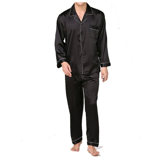 snilers Silk Pajamas for Men Lightweight Satin Lounge Sets Long Sleeve Shirts and Pants 2 Piece Sets Trendy Loungewear Sets