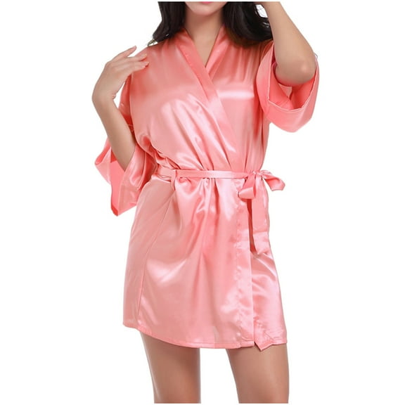 snilers Silk Robes for Women Satin Kimono Bathrobe Glitters Bridesmaid Letter Print Sleepwear Wedding Party 3/4 Sleeve Nightgown