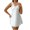 thumbnail image 1 of snilers Silk Satin Nightgowns for Women Sleeveless Sleepwear V Neck Sleepshirt Nightie Summer A Line Sleep Dress, 1 of 8