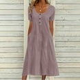 thumbnail image 1 of snilers Summer Midi Dresses for Women Short Sleeve Boho Eyelet Dresses Flowy Casual Swing Beach Sundress with Pockets S-2XL, 1 of 6