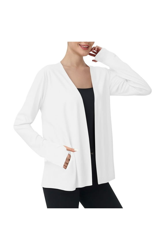 Sun Shirt Women Lightweight Summer Cardigan Cropped Long Sleeve Shrug Thin Open Front Sheer for Dresses Hiking Outdoor Jackets with Pockets