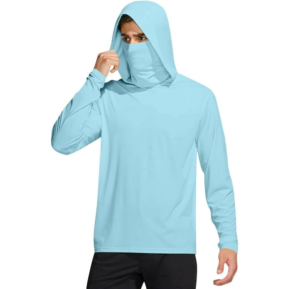 snilers Sun Shirts for Men Long Sleeve Hoodie Hiking Fishing Blouses UPF 50+ Sun Protection Shirt with Mask