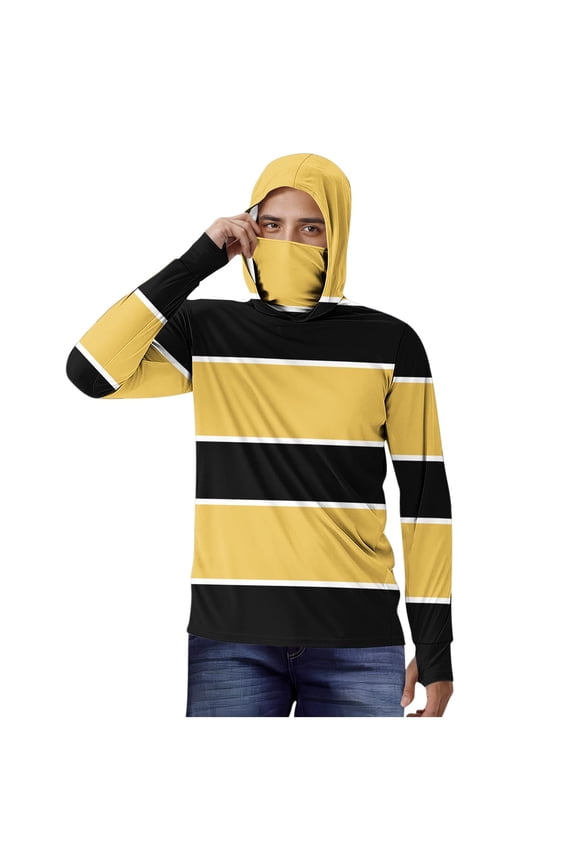 Sun Shirts for Men Plus Size Striped Sweatshirts Long Sleeve Shirt Hooded Tops Sun Protection Hoodie