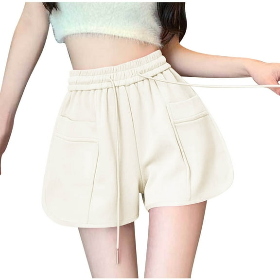 snilers Sweat Shorts for Women Casual Summer Athletic Short Pants High Waisted Comfy Lounge Sweatpants Beach Vacation Trousers with Pockets