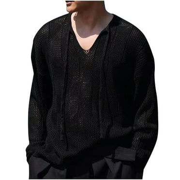 snilers Sweaters for Men V Neck Hollow Out Knit Shirts Solid Color Cosy Soft Muscle Shirt Trendy Fall Beach Casual Tops