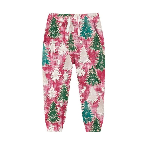 snilers Sweatpants for Girls Boys Holiday Fashion Christmas Joggers Stretch Closed Bottom Pajama Trousers Winter Thickened Warm Sports Athletic Pants Size 2-13 Years