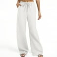 thumbnail image 1 of snilers Sweatpants Women Casual Baggy Lightweight Joggers Fall Winter Solid Trousers Drawstring High Waisted Wide Leg Pants with Pockets, 1 of 1