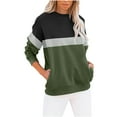 thumbnail image 1 of snilers Sweatshirts for Women Crewneck Long Sleeve Pullover Color Block Stylish Fall Sweatshirt Workout Athletic Tops with Pockets, 1 of 3