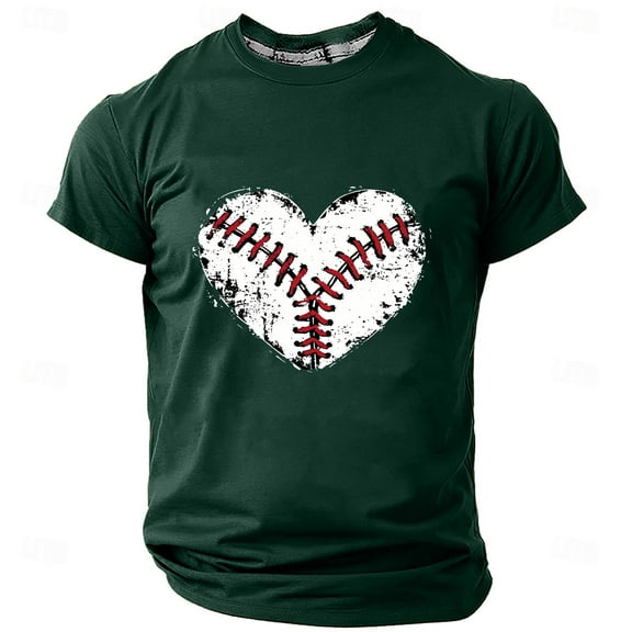 snilers T Shirts for Men Big and Tall Baseball Shirt Tees Funny Baseball Heart Graphic Printed Short Sleeve Casual Tops