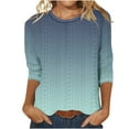thumbnail image 1 of snilers T-shirts For Women 3/4 Sleeve Crewneck Dressy Casual Blouses Gradient Basic Eyelet Tees Trendy Relaxed Fit Tunic Tops, 1 of 4