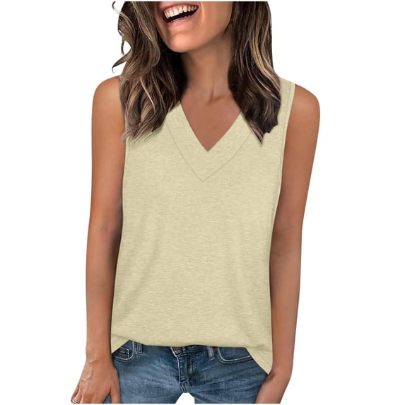 snilers Tank Tops for Women Stretchy V Neck Pullover Lightweight Going Out Sleeveless Shirts Lightweight Vacation Tunic Tops