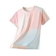 thumbnail image 1 of snilers Girls Boys Shirts Crew Neck Summer Top Quick Dry Athletic Short Sleeve Tie-Dyes Color Basic Tees for 4-15 Years, 1 of 3