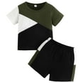 thumbnail image 1 of snilers Toddler Baby Boys Clothes Summer Athletic Short Sets Color Block T Shirts and Shorts 2 Piece Outfit Set Size 6 Months-3 Years, 1 of 7