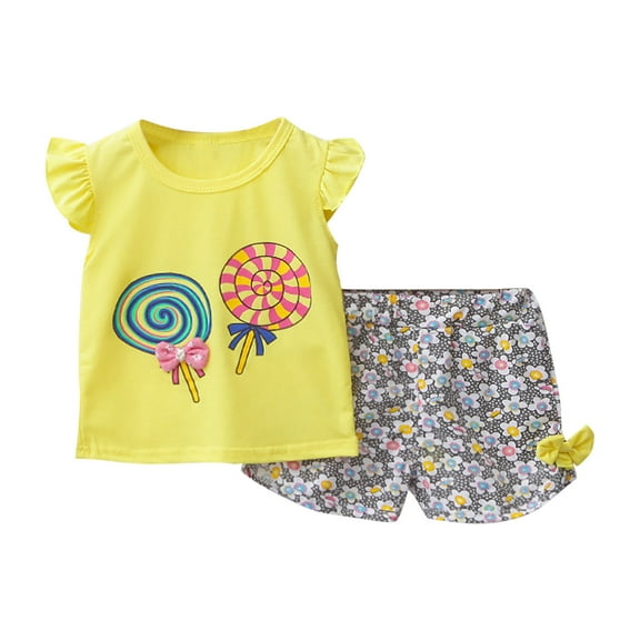 snilers Toddler Baby Girls Summer Outfits 2 Piece Clothes Crew Neck Ruffle Tank Tops and Floral Shorts Cute Short Sets Size 2-9 Years