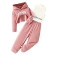 thumbnail image 1 of snilers Toddler Girl Fall Clothes Fashion Letter Print Long Sleeve Hoodie with Tank Top and Jogger Pants 3 Piece Outfits Sweatsuits Sets 9 Years, 1 of 4