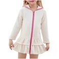 thumbnail image 1 of snilers Toddler Girl Long Sleeve Swimsuit Vacation Beach Dress Cute Swim Cover Ups Ruffle Bathing Suit Kids Swimwear Pool Clothes Size 2-10 Years, 1 of 5