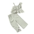 thumbnail image 1 of snilers Toddler Girls 2 Piece Outfits Summer Clothes Ruffle Trim Halter Wide Leg Pants Cute Clothing Set Size 1-6 Years, 1 of 3
