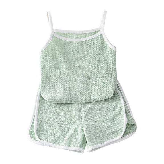 snilers Toddler Girls Clothes 2 Piece Summer Outfits Sleeveless Cami Tank Tops and Elastic Waist Shorts Casual Vacation Active Short Set Size 0-4 Years