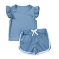 thumbnail image 1 of snilers Toddler Girls Clothes Athletic Short Sets Ruffle Ribbed Knit Tank Tops and Elastic Waist Shorts 2 Piece Set Summer Outfits Size 1-6 Years, 1 of 9