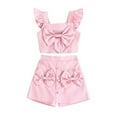 thumbnail image 1 of snilers Toddler Girls Clothes Cute Outfits 2 Piece Bow Ruffle Tank Tops Skirt Summer Clothing Sets Size 12 Months-6 Years, 1 of 7