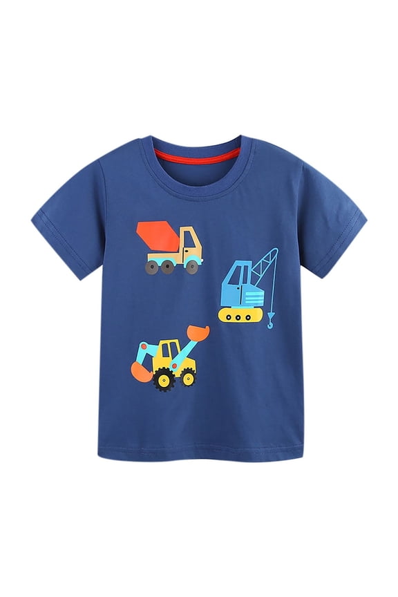 Toddler Kids Boys T Shirt Short Sleeve Funny Truck Car Tractor Excavator Tee Shirts Summer Basic Tops
