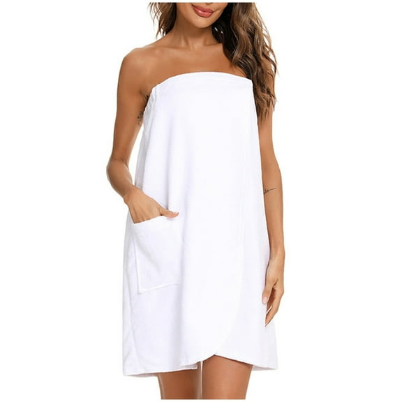 snilers Towel Wrap for Women After Shower Plush Solid Bathrobe Sauna Spa Wrap Around Towels with Pocket