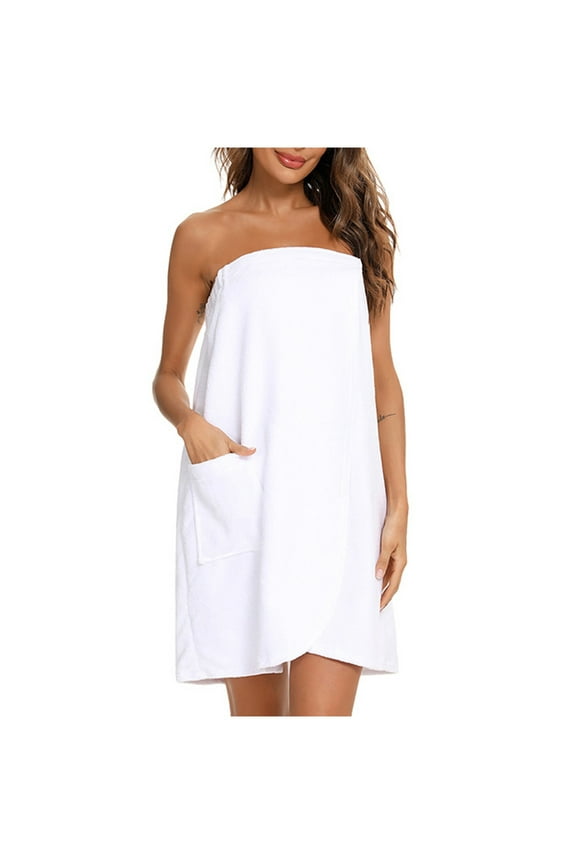 snilers Towel Wrap for Women After Shower Plush Solid Bathrobe Sauna Spa Wrap Around Towels with Pocket