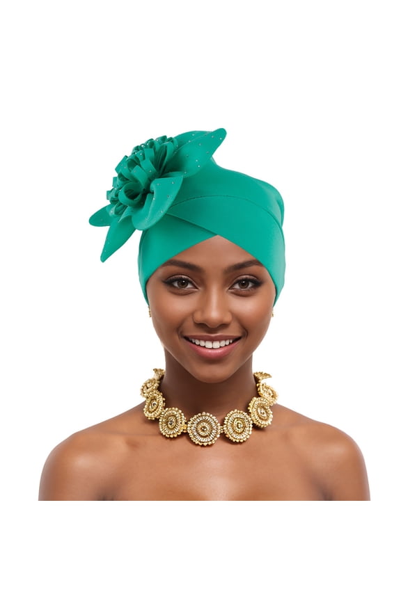 Turbans for Women African Turban Cap Soft Pre-Tied Flower Headwrap Hat Fashion Headscarf Beanie Cap Head Scarf