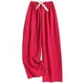 thumbnail image 1 of snilers Wide Leg Pants Women Elastic Waist Lounge Baggy Sweatpants Casual Drawstring Palazzo Trousers Beach Vacation Plaid Pants, 1 of 3